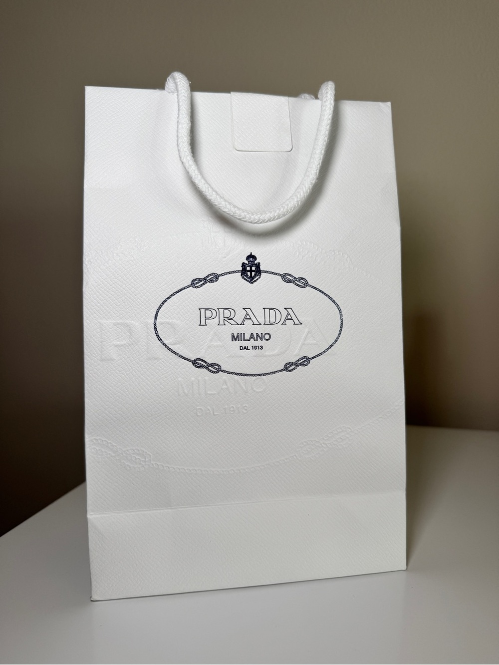 Authentic Prada Shopping Gift Bag With Bow Ribbon